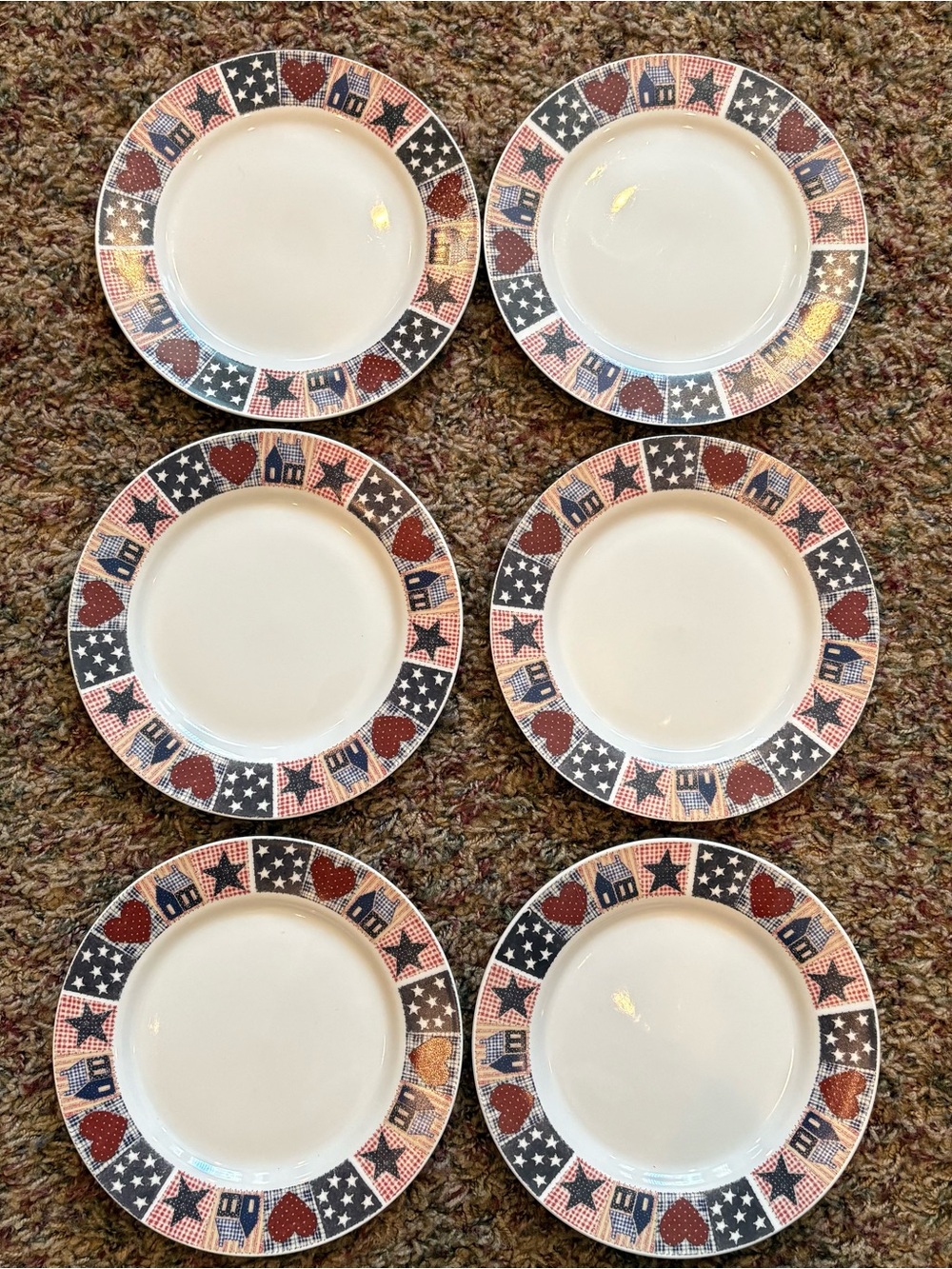 Vintage Oneida Majesticware ‘American Quilt’ Salad/dessert Plates Set Of Six